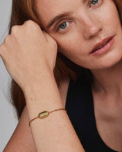 Load image into Gallery viewer, Kendra Scott-Tiger Striped Elaina Vintage Gold Delicate Chain Bracelet in Chartreuse Green Mother-of-Pearl 9608805499