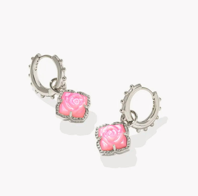 Kendra Scott-Mallory Rose Silver Huggie Earrings 9608873154