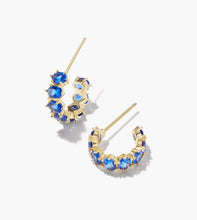 Load image into Gallery viewer, KENDRA SCOTT Cailin Gold Huggie Earrings in Blue Crystal 9608862420