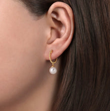 Load image into Gallery viewer, Gabriel &amp; Co-Beaded Huggie Drop Earrings 14K Yellow Gold Pearl 15mm EG14495Y4JPL