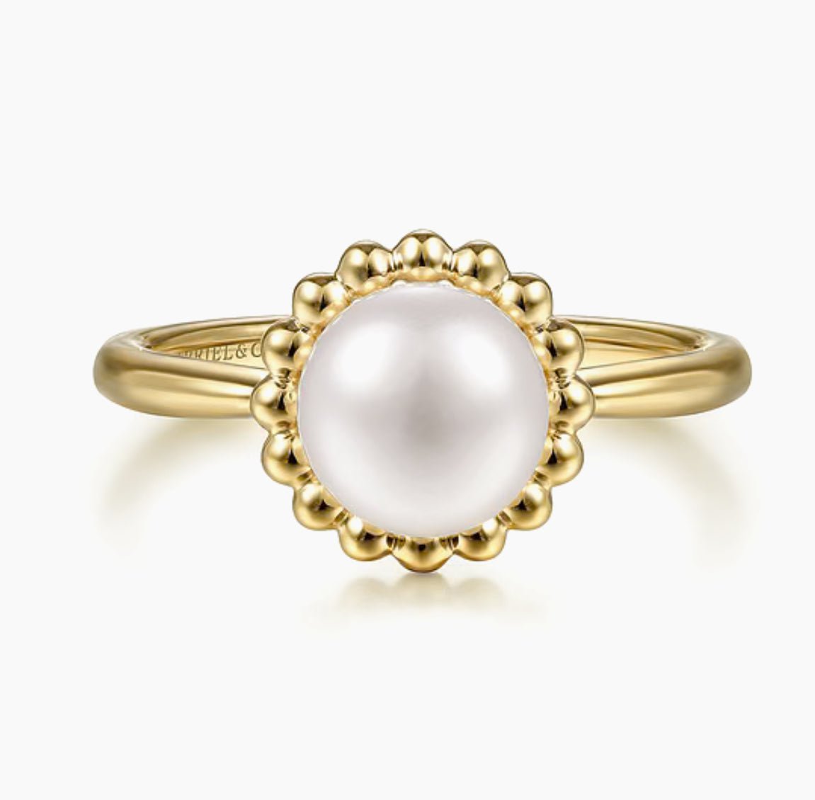 Gabriel & Co-14K Yellow Gold Pearl Ring with Bujukan Beaded Halo
LR51835Y4JPL
