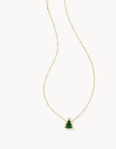 KENDRA SCOTT-Holiday Tree Gold Short Pendant Necklace in Green Quartzite 9608871801