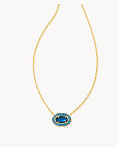 Kendra Scott-Elisa Gold Crystal Frame Short Pendant Necklace in Sea Blue Illusion 9608856928