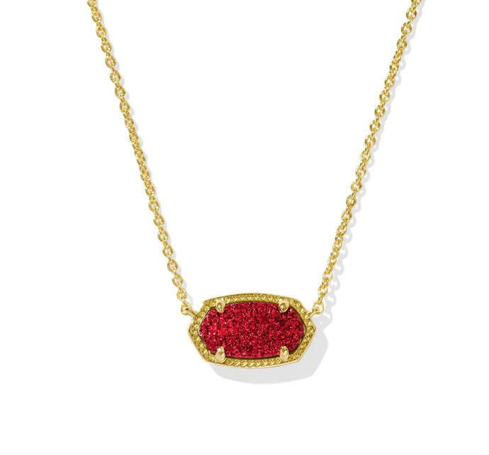 KENDRA SCOTT Elisa Gold Short Pendant Necklace in Bright Red Drusy 9608880518