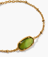 Load image into Gallery viewer, Kendra Scott-Tiger Striped Elaina Vintage Gold Delicate Chain Bracelet in Chartreuse Green Mother-of-Pearl 9608805499