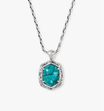 Load image into Gallery viewer, Kendra Scott-Tiger Striped Daphne Vintage Silver Small Long Pendant Necklace in Blue Marble 9608805506
