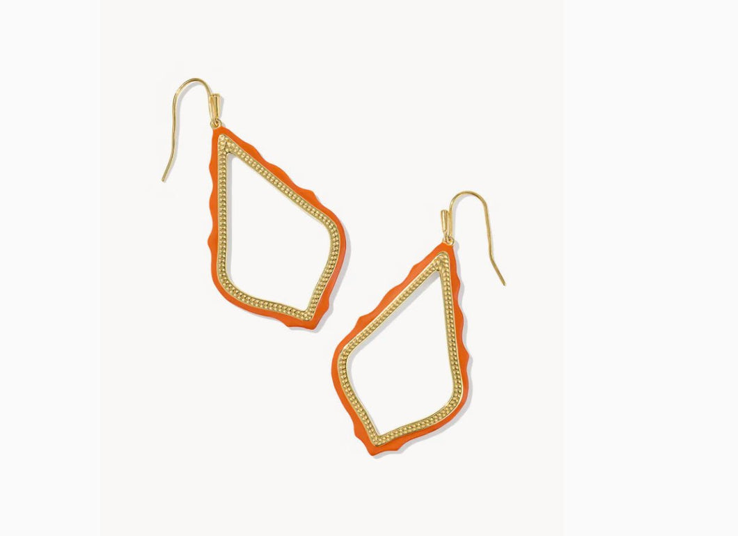 Kendra Scott-Sophee Enamel Gold Open Frame Earrings in Dark Orange Enamel 9608886910