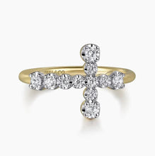 Load image into Gallery viewer, GABRIEL&amp;Co-14K Yellow Gold Horizontal Diamond Cross Ladies Ring
LR52646Y45JJ