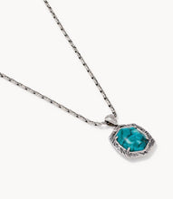 Load image into Gallery viewer, Kendra Scott-Tiger Striped Daphne Vintage Silver Small Long Pendant Necklace in Blue Marble 9608805506