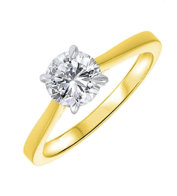 14K 14KT White & Yellow Gold Diamond Engagement Solitaire Ring 1/2 CTW E-F SI1 V G RG10791-4YWD