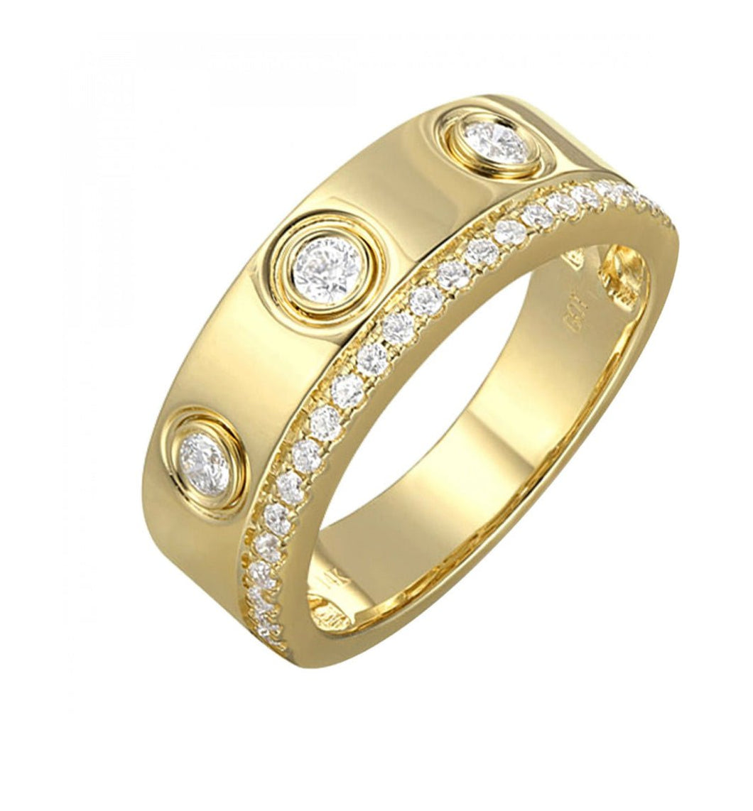 14k YG Diamond Wide Ring RG12011-4YC