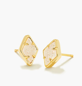 KENDRA SCOTT Kinsley Gold Stud Earrings in Iridescent Drusy 9608858531