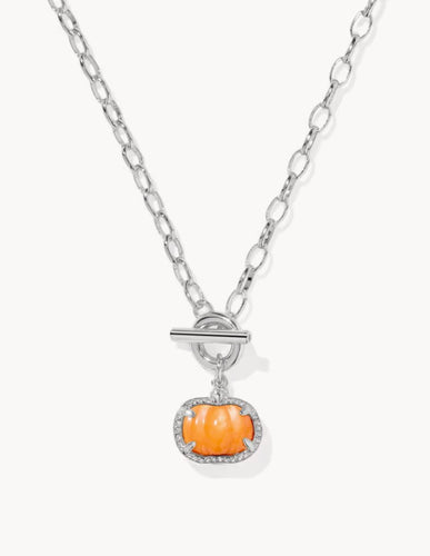 KENDRA SCOTT Pumpkin Silver Link and Chain Necklace 9608880873