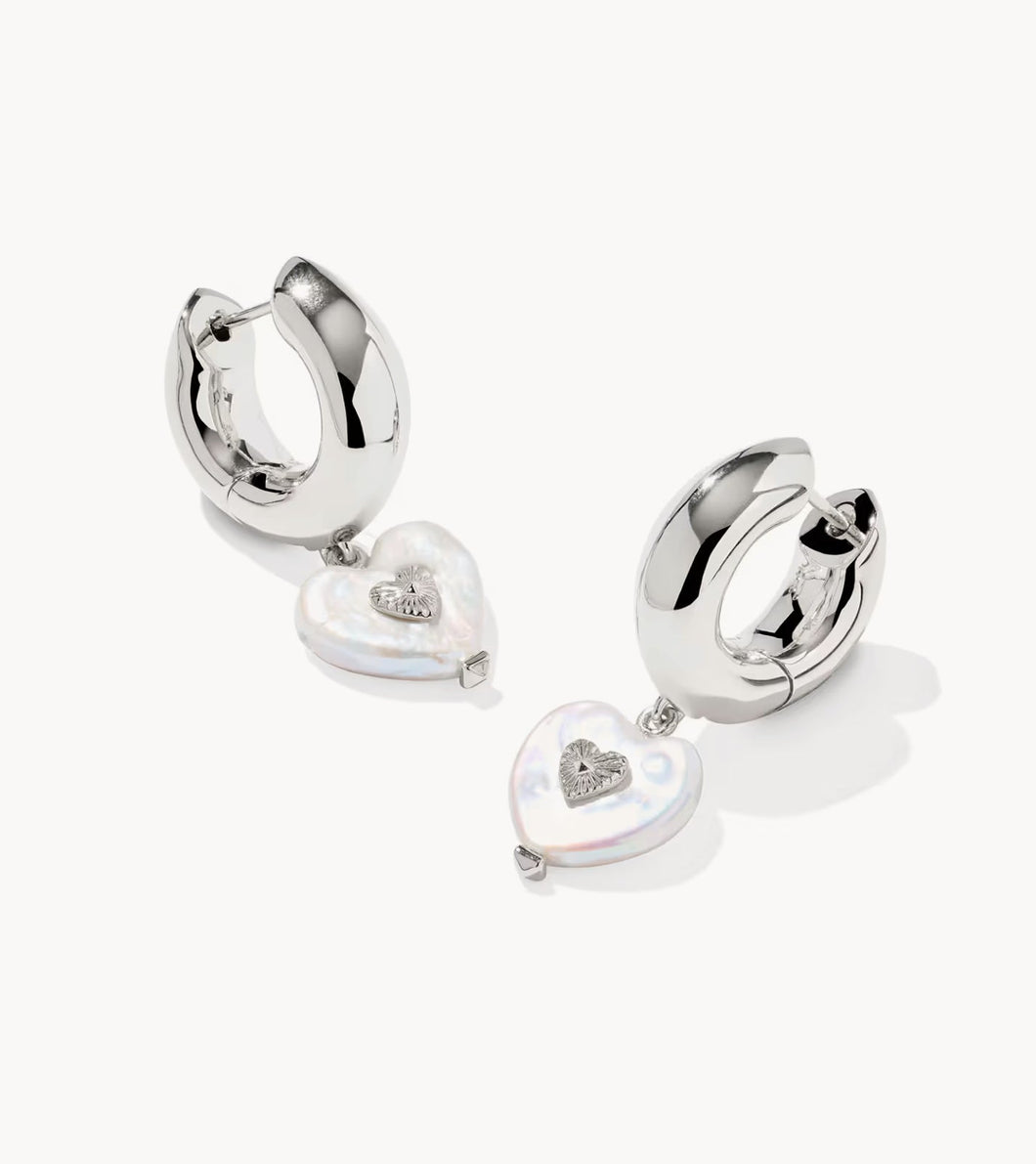 KENDRA SCOTT Sasha Heart Silver Huggie Earrings 9608880419