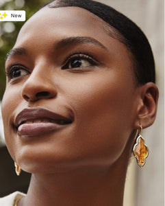 KENDRA SCOTT Framed Abbie Gold Drop Earrings in Marbled Amber # 9608853463