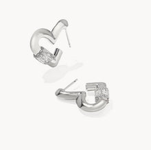Load image into Gallery viewer, KENDRA SCOTT Emery Heart Silver Hoop Earrings 9608886328