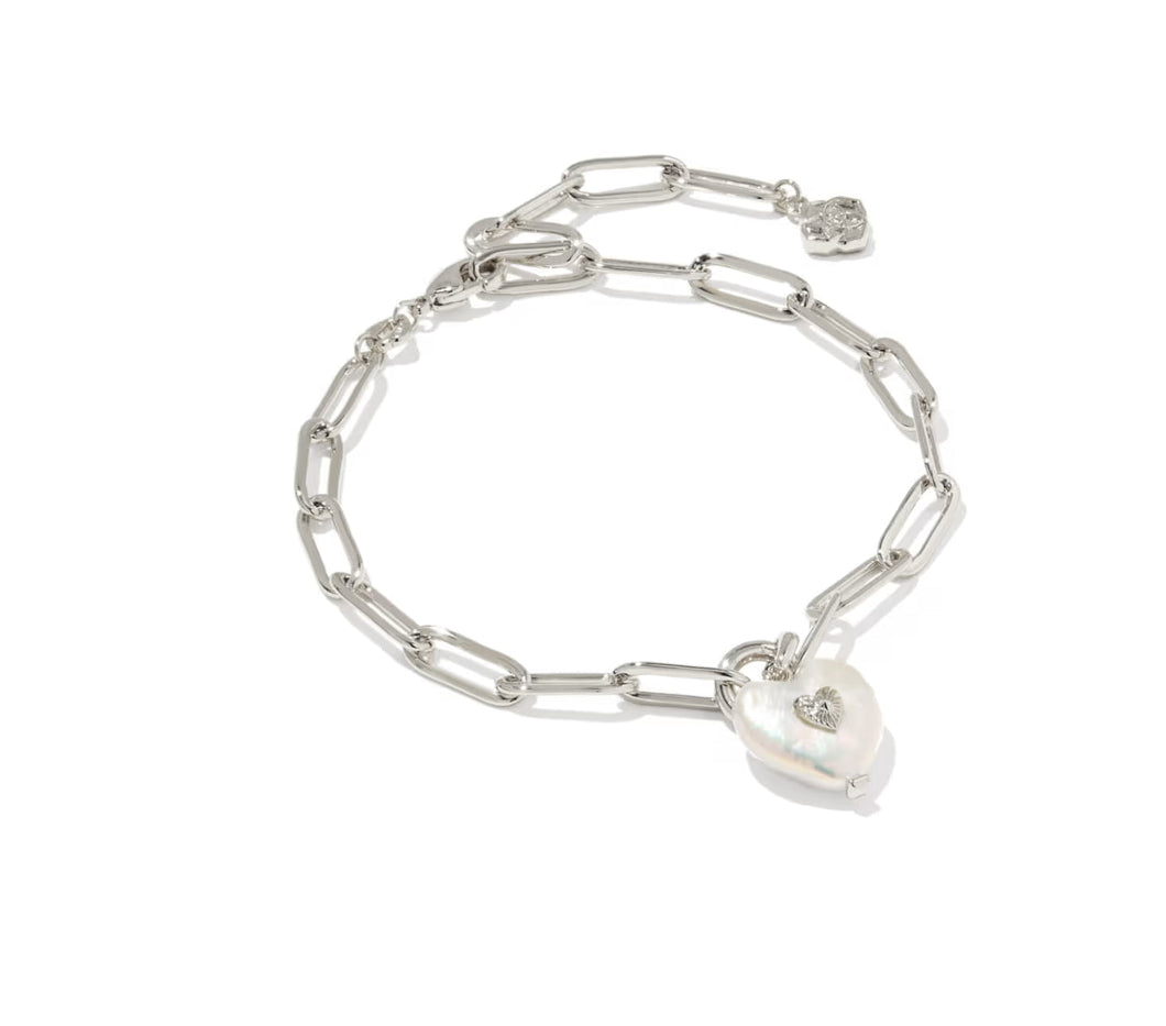 KENDRA SCOTT Sasha Heart Silver Delicate Chain Bracelet 9608890355