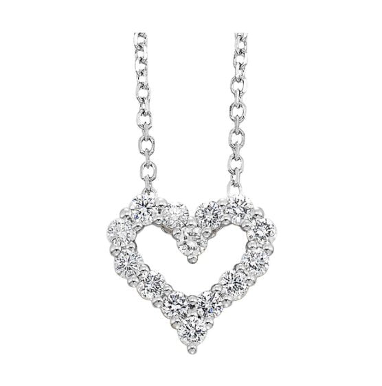14K WG DIAMONDS NECKLACE HEART PD40520-4WB