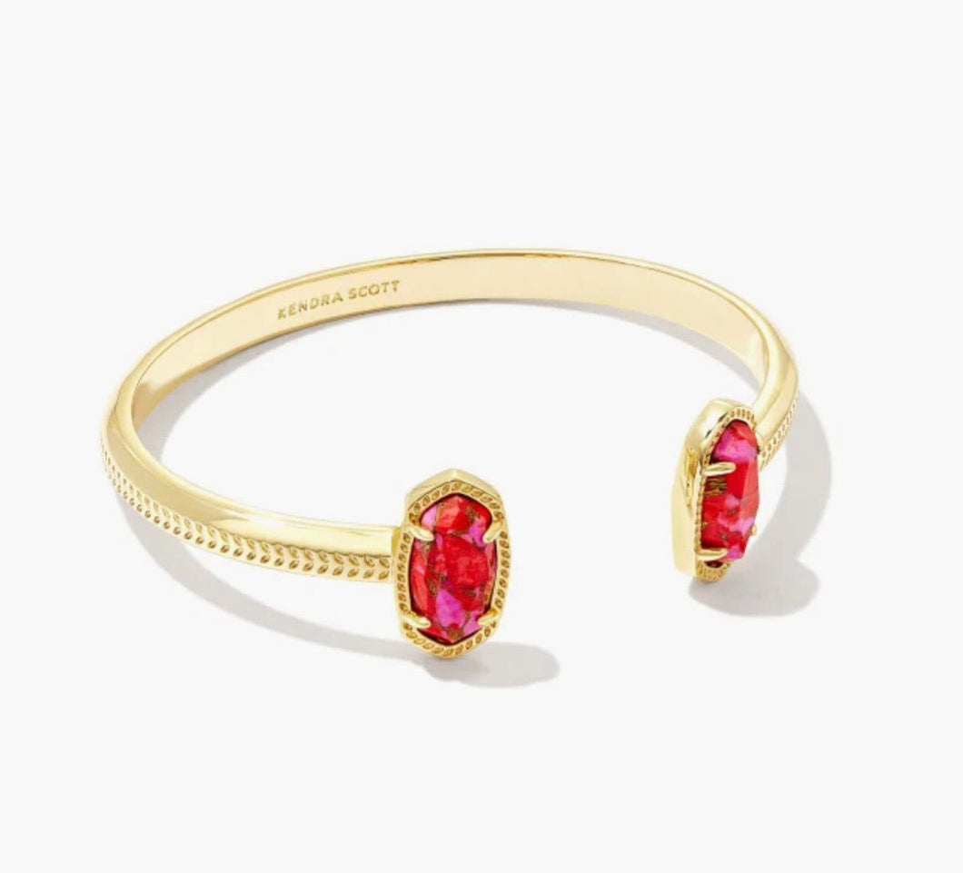 Kendra Scott-Elton Gold Cuff Bracelet in Bronze Veined Red and Fuchsia Magnesite 9608851285