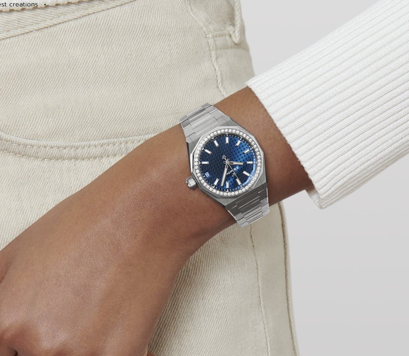 Zenith Defy Skyline Ladies Automatic Watch; Blue Dial; 36 mm Stainless Steel Bracelet 16.9400.670/51.I001