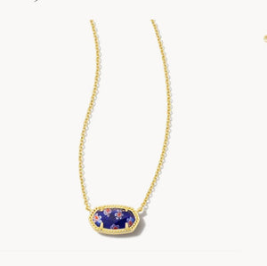 Kendra Scott-Elisa Gold Pendant Necklace in Cobalt Blue Mosaic Glass 9608853027