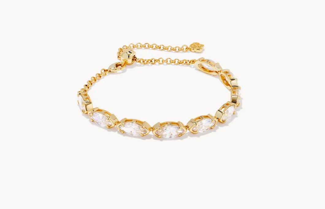 Kendra Scott-Genevieve Gold Metal Delicate Chain Bracelet in White Crystal 9608853125