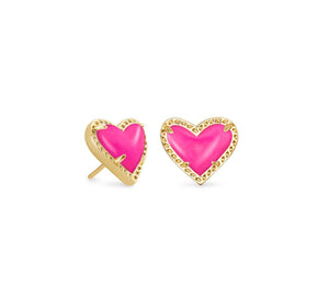 Kendra Scott-Ari Heart Gold Stud Earrings in Magenta Magnesite 4217706878