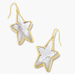 KENDRA SCOTT Ada Gold Star Drop Earrings in Ivory Mother-of-Pearl # 9608852054