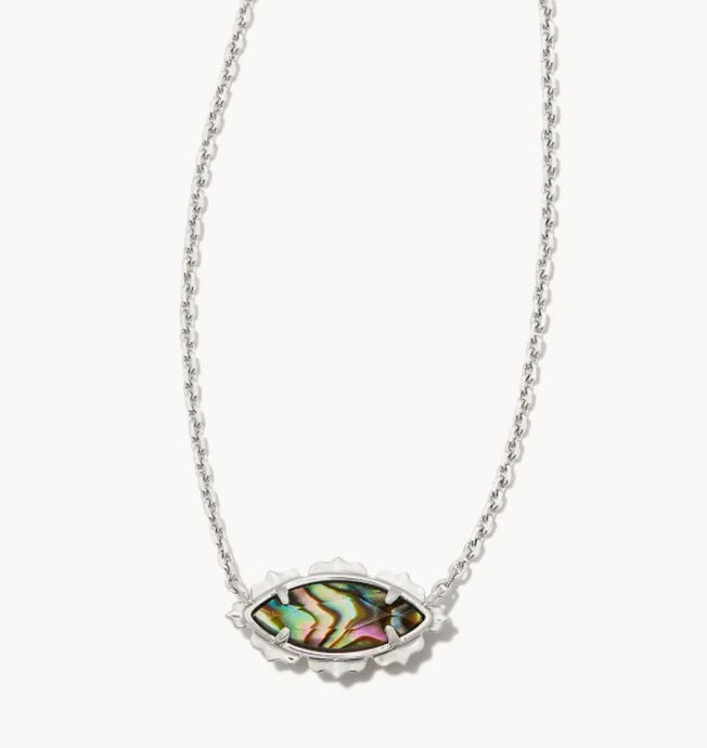 Kendra Scott-Genevieve Silver Short Pendant Necklace in Abalone 9608856288