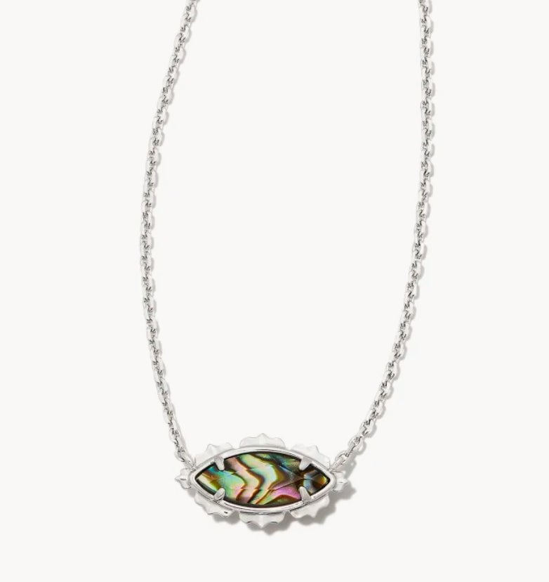Kendra Scott-Genevieve Silver Short Pendant Necklace in Abalone 9608856288