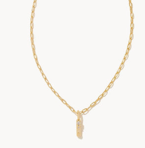 Kendra Scott-Crystal Letter I Gold Short Pendant Necklace in White Crystal 9608856820
