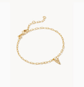Kendra Scott-Crystal Letter V Gold Metal Delicate Chain Bracelet in White Crystal 9608856248