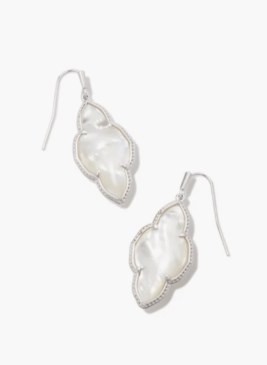 Kendra Scott-Abbie Silver Metal Drop Earrings in Ivory Mother-of-Pearl 9608855391
