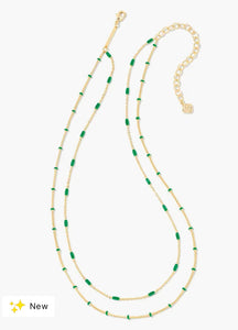 KENDRA SCOTT Dottie Gold Multi Strand Necklace in Emerald # 9608853455