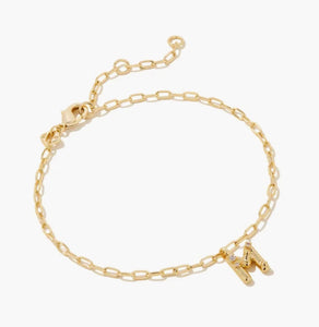 Kendra Scott-Crystal Letter M Gold Delicate Chain Bracelet in White Crystal 9608853608