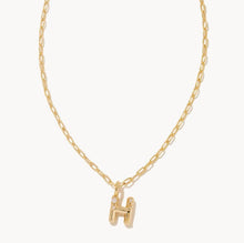 Load image into Gallery viewer, Kendra Scott-Crystal Letter H Gold Short Pendant Necklace in White Crystal 9608856491