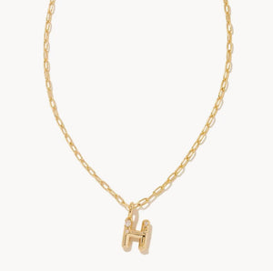 Kendra Scott-Crystal Letter H Gold Short Pendant Necklace in White Crystal 9608856491