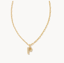 Load image into Gallery viewer, Kendra Scott-Crystal Letter P Gold Short Pendant Necklace in White Crystal 9608856506