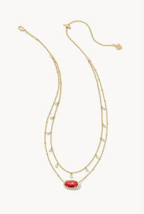 Kendra Scott-Elisa Gold Metal Pearl Multi Strand Necklace in Bronze Veined Red and Fuchsia Magnesite 9608853325