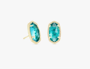 KENDRA SCOTT Ellie Gold Stud Earrings in London Blue # 4217715383