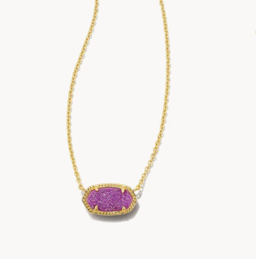 Kendra Scott-Elisa Gold Pendant Necklace in Mulberry Drusy 9608803728