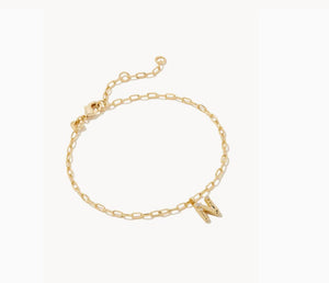 Kendra Scott-Crystal Letter N Gold Delicate Chain Bracelet in White Crystal 9608856210