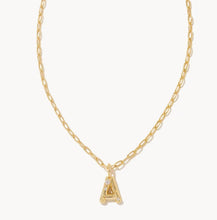 Load image into Gallery viewer, Kendra Scott-Crystal Letter A Gold Metal Short Pendant Necklace in White Crystal 9608853829