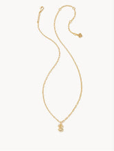 Load image into Gallery viewer, Kendra Scott-Crystal Letter S Gold Short Pendant Necklace in White Crystal 9608853123