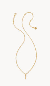 Kendra Scott-Crystal Letter I Gold Short Pendant Necklace in White Crystal 9608856820