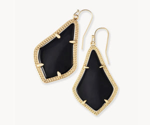 KENDRA SCOTT Alex Gold Drop Earrings in Black Opaque Glass # 4217709396