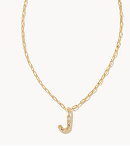 Kendra Scott-Crystal Letter J Gold Short Pendant Necklace in White Crystal 9608856450