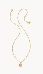 Kendra Scott-Crystal Letter G Gold Short Pendant Necklace in White Crystal 9608856563