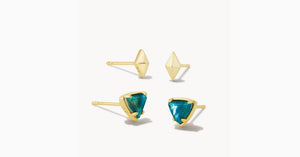 Kendra Scott -Greta Gold Stud Earrings Set of 2 in Teal Abalone 9608853359