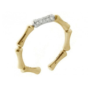 RING BAMBOO REGULAR WHITE AND YELLOW GOLD WITH DIAMONDS - M&R Jewelers